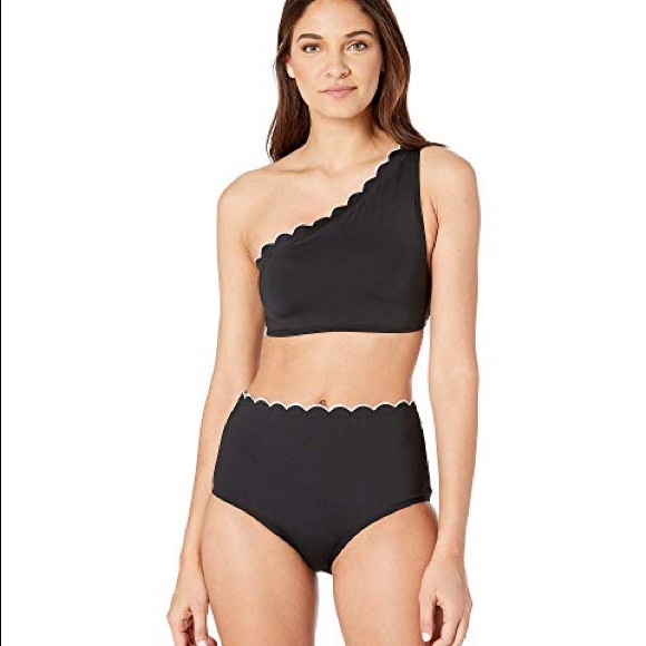 - KATE SPADE NY Contrast Scalloped  Bikini NWT S Blk - Picture 9 of 12